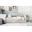 Lit de jour rembourré avec rangement inférieur, taille double, beige