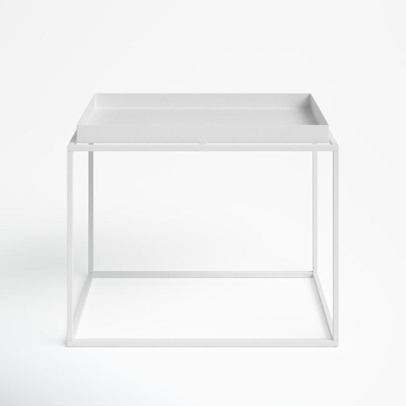 Ivan Stainless Steel Tray Top End Table, White