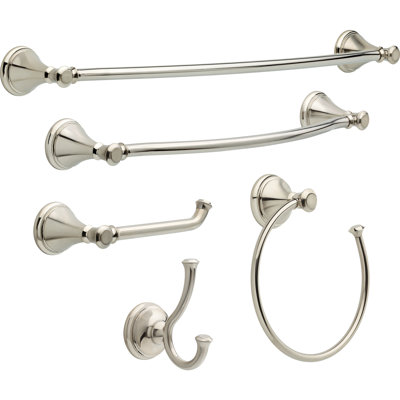 Ensemble de quincaillerie pour salle de bain 5 pièces Cassidy, porte-papier hygiénique 18 po, porte-papier hygiénique, porte-serviettes 24 po