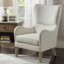 Fauteuil à oreilles Arshveer de 27,5 po de largeur, style transitionnel, à carreaux, recouvert de tissu