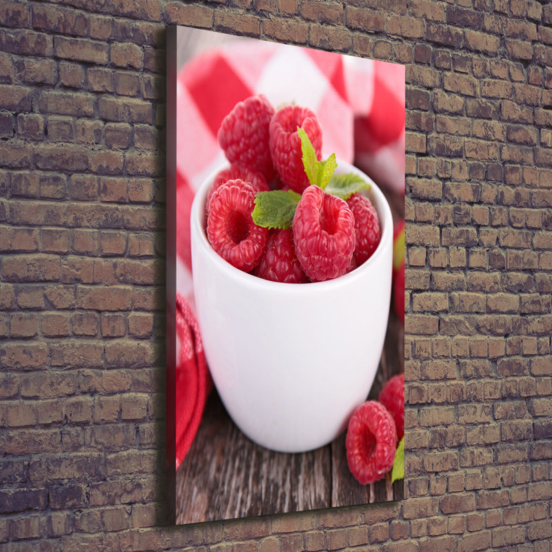 Raspberries In A Mug - Wrapped Canvas Print