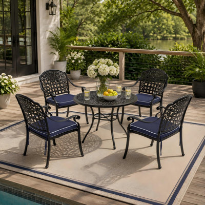 Ensemble de chaises de salle à manger empilables Cravioi pour patio, avec coussins et structure en métal