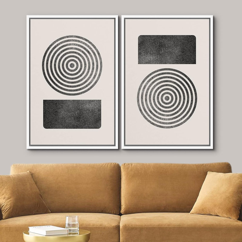 Mid-Century moderne boho Mid Century, H 24 po x l 32 po x P 1,5 po, Cadre flottant blanc
