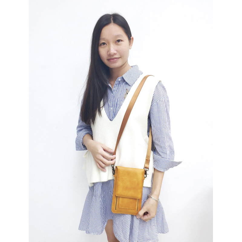 Sac à bandoulière en cuir synthétique, Brun clair