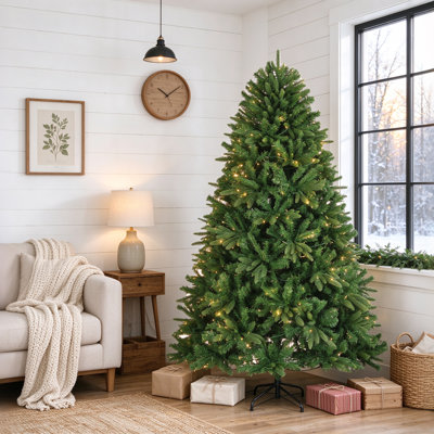 Arbre de Noël artificiel illuminé 6 pi avec 340 lumières DEL, blanc chaud et multicolore, 9 modes d'éclairage, sapin en PVC mélangé PE