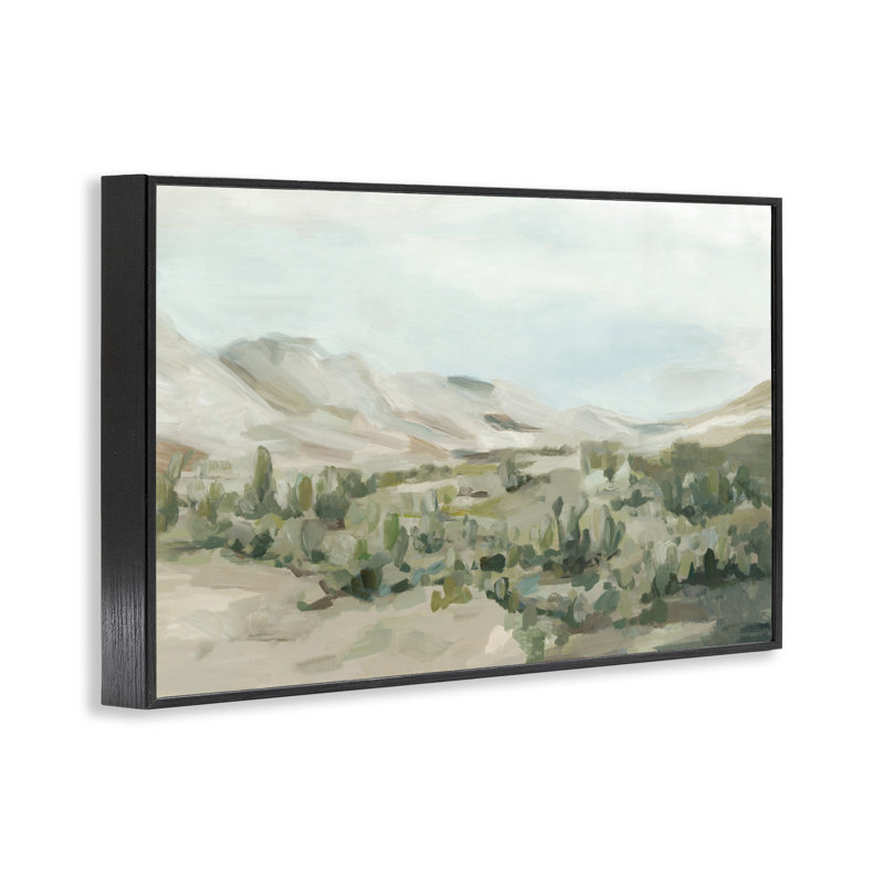 Désert de paysage majestueux, estampe numérique, design par Hannah Dawson, H 20 po x l 30 po, Giclée encadrée noir minuit