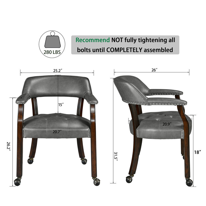 Chaise rembourrée Wexford, 1, Gris foncé