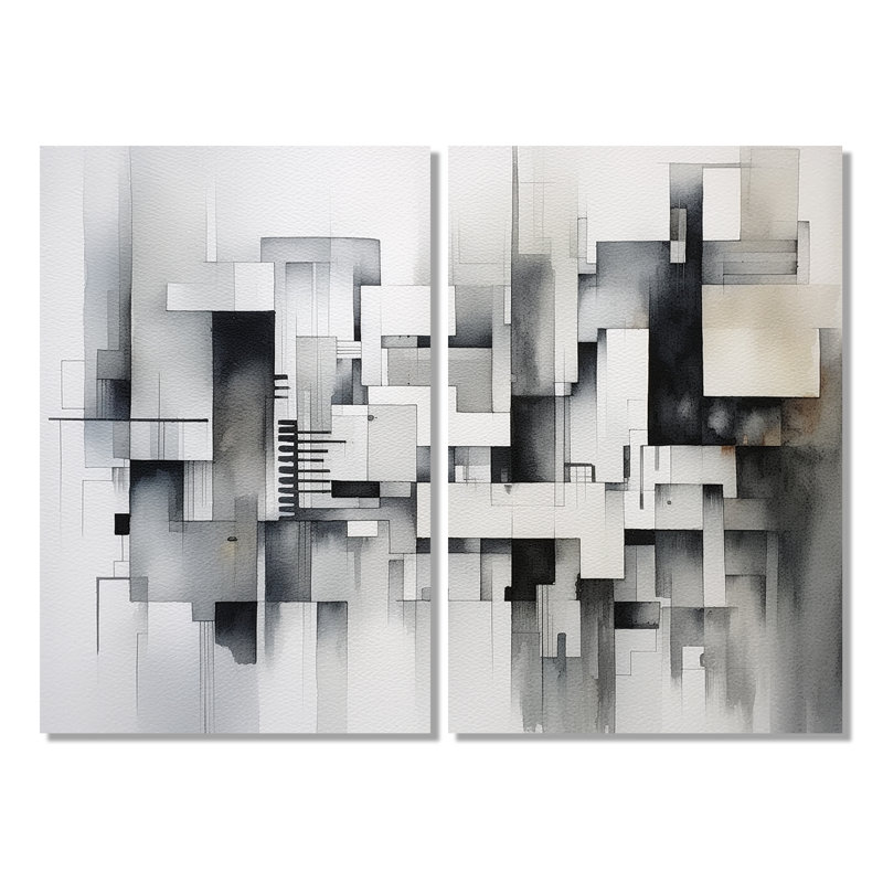 Gris abstrait zen II - art mural gris, Toile tendue, Ne s’applique pas, H 36 po x l 48 po