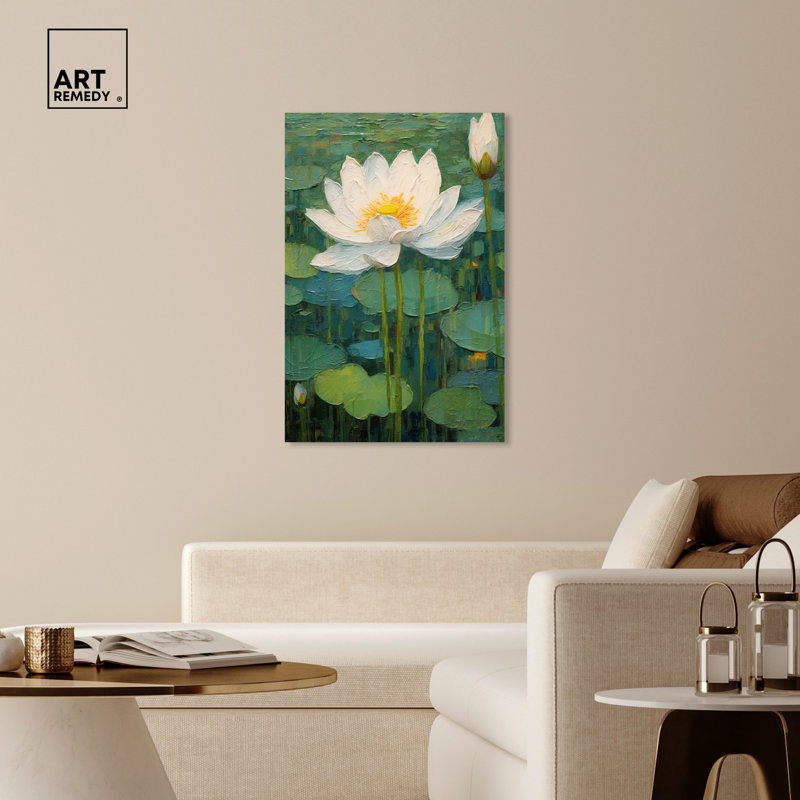 Art Remedy This Is My Waterlily, impressionisme encadré, H 45 po x l 30 po, Toile tendue