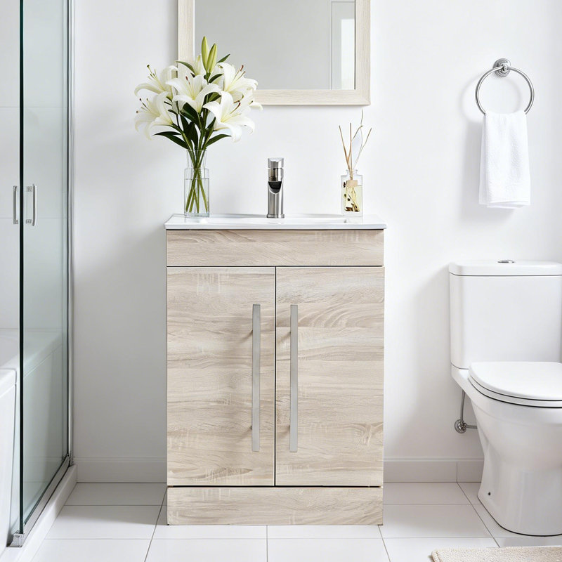 Meuble-lavabo simple 24 po avec plateau en céramique Simote
