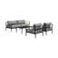 Table basse d'extérieur en aluminium Harlen, table de patio noire résistante aux intempéries de 50 pouces pour le jardin, la pelouse et la cour