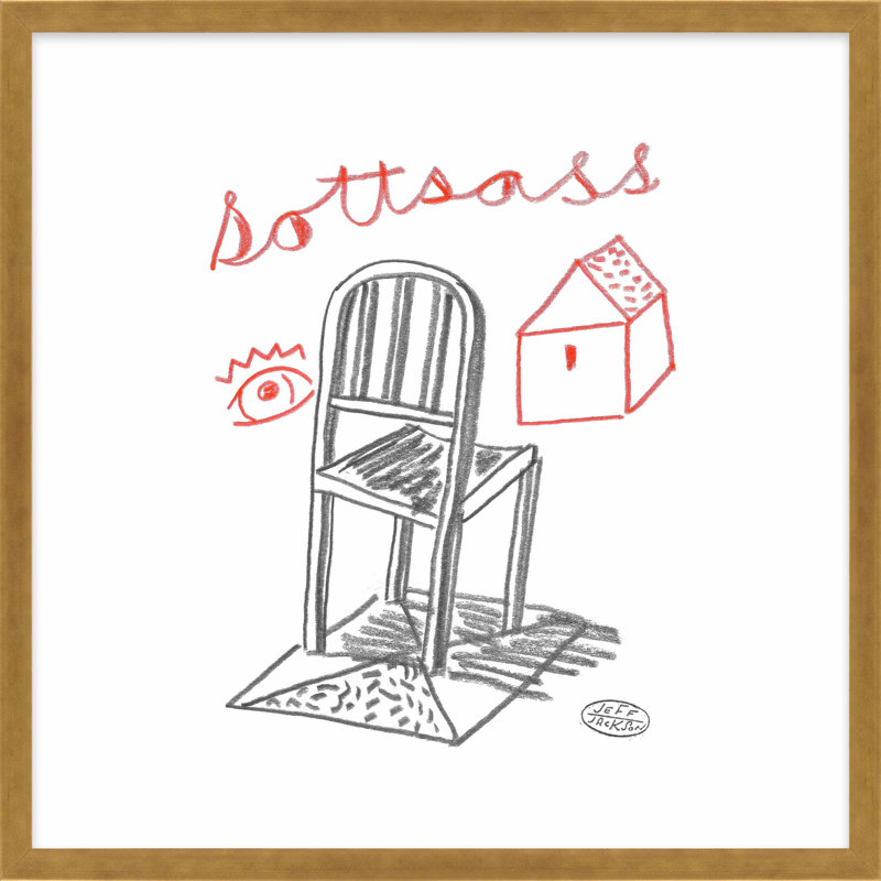 «Chairs Sottsass» encadré par Jeff Jackson, reproduction, Papier avec cadre unique doré, L 16 po x H 16 po