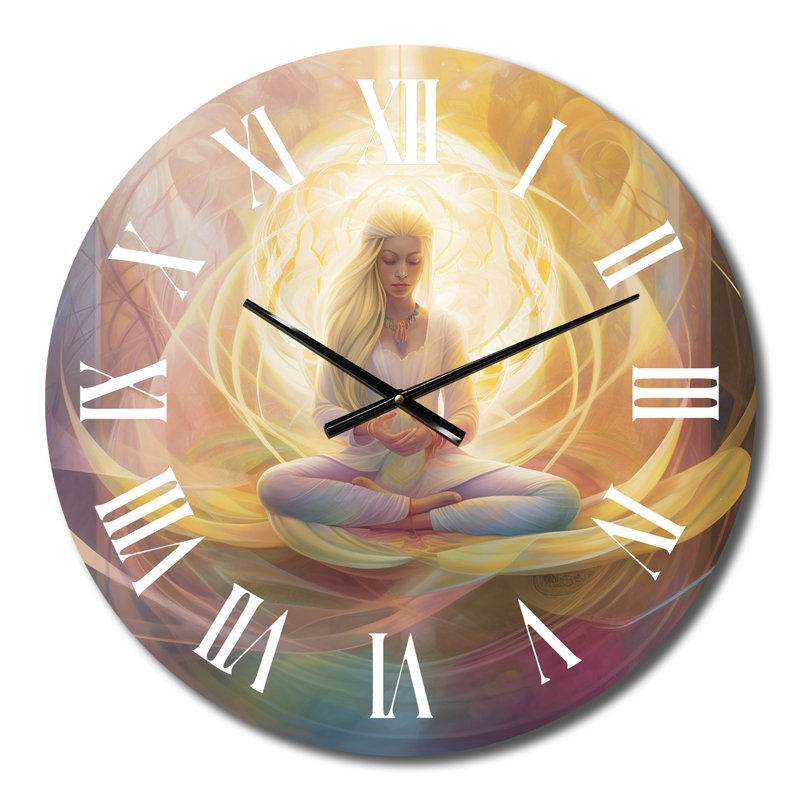 Femme déesse du lotus - Méditation dorée II - horloge murale, Petit