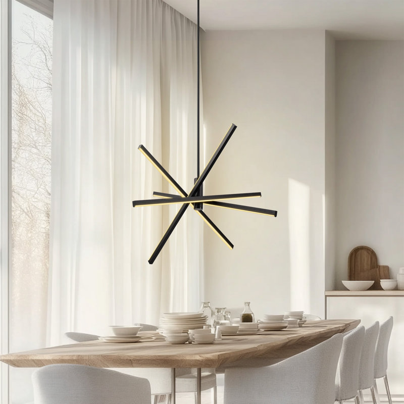 4-Lights Dimmable Sputnik Chandeliers Adjustable Height