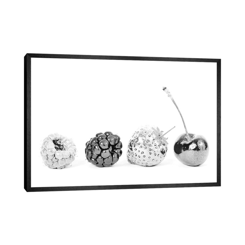 Silver Fruits by Kiki C Landon - Print on Canvas, 45.72cm H x 66.04cm W x 3.81cm D, Black Framed