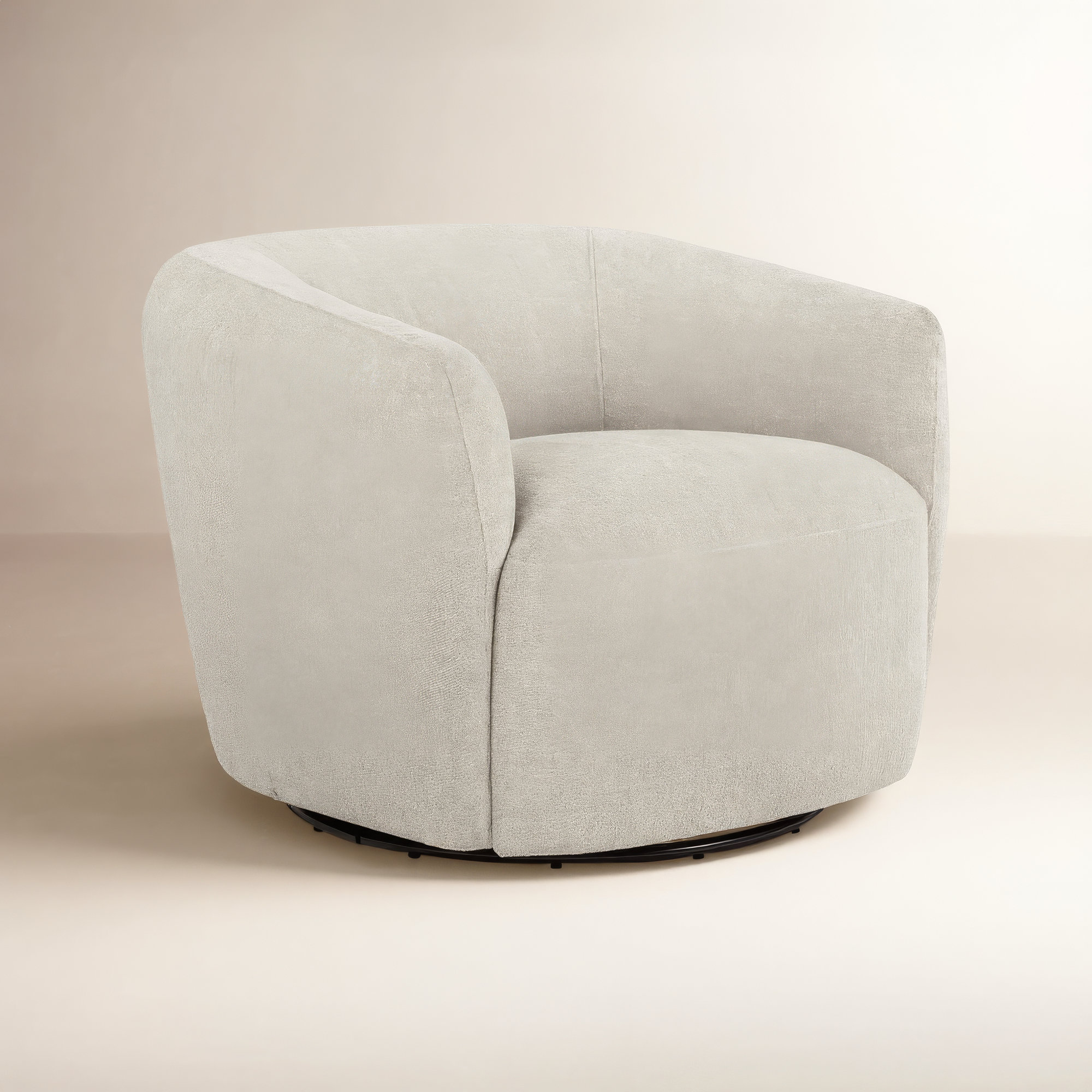 Jeremiah Barrel Swivel Upholstered Chair, Magnolia Sand Tweed