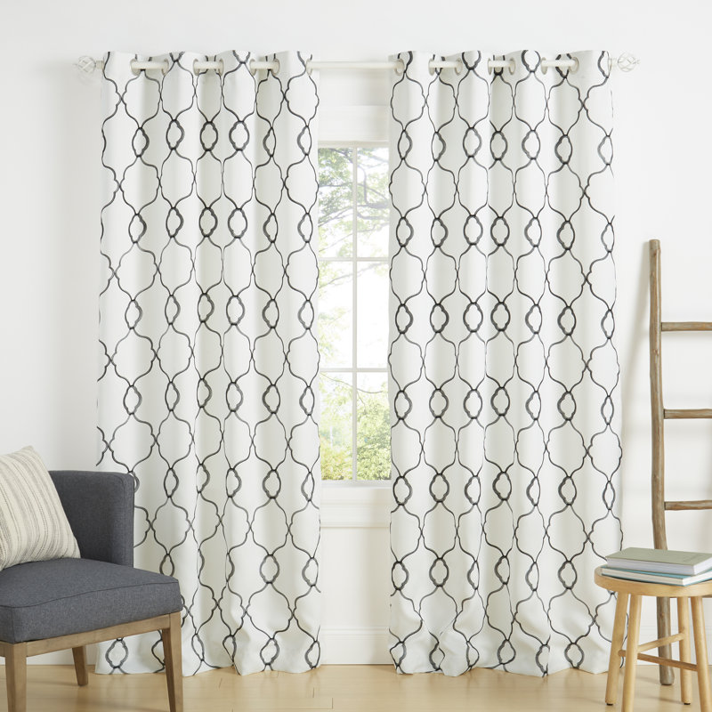 Belmont Room Darkening Curtain Pair, Winter/Black, 52" W x 84" L