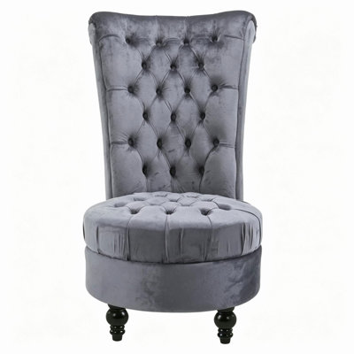 Elegant High-Back Armless Accent Chair,Retro-Style Round Seat Chair,Luxury Lounge Chair