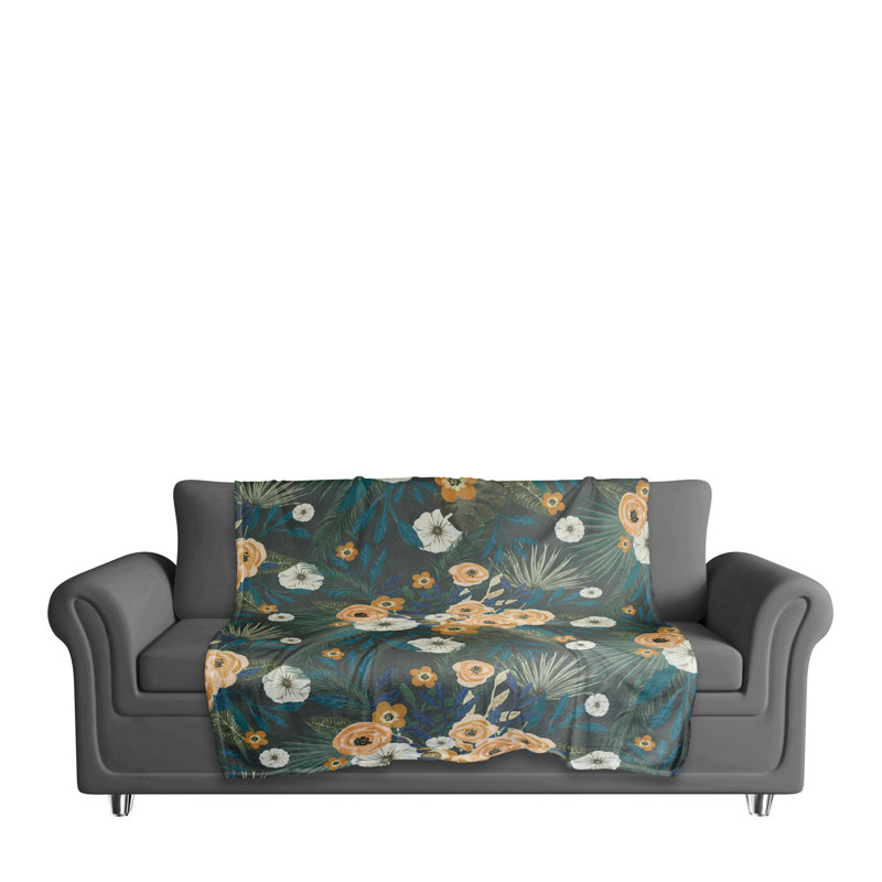 Jeté à motif floral tropical, Vert