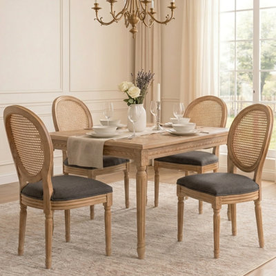 Ilmie French Country Cane Dining Chairs Set