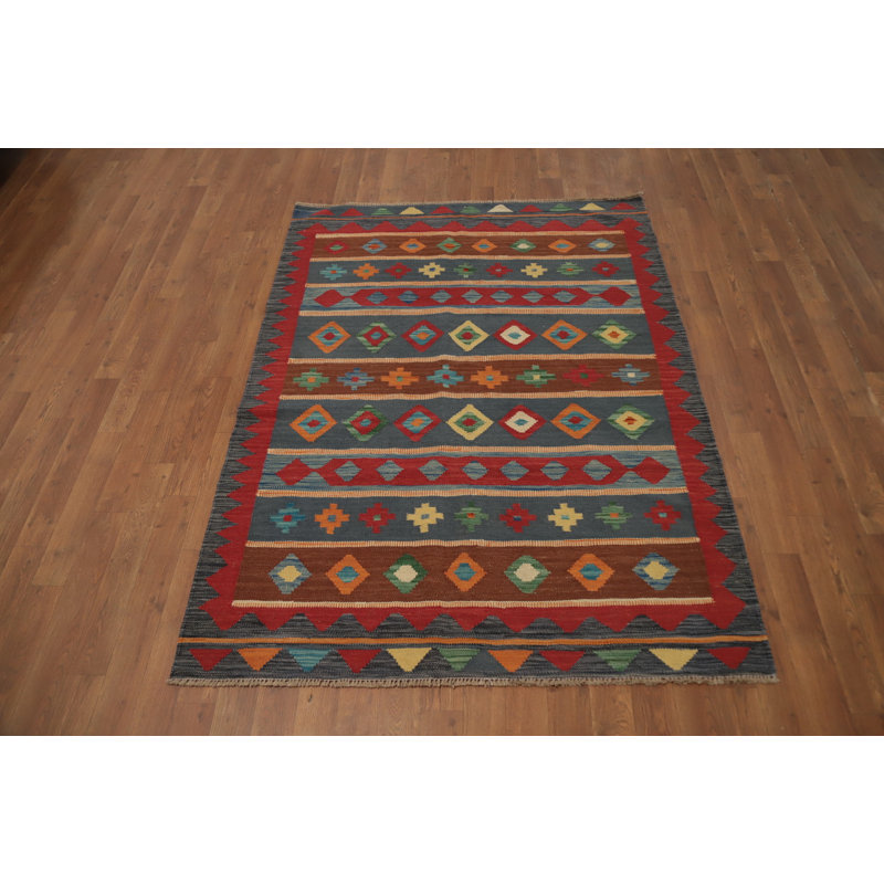 Tapis géométrique en laine Kilim