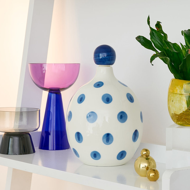 Lido Bottle Dots, White/Light Blue
