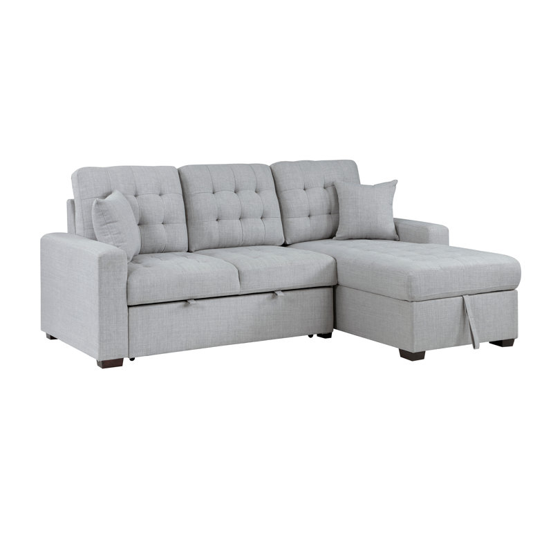 Canapé modulaire avec méridienne droite Jerrud, Polyester gris clair herman, Accoudoir à droite (vu de face)