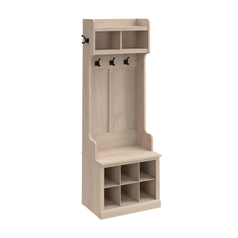 Arbre d'entrée Kierra avec banc et rangement pour chaussures, Érable blanchi
