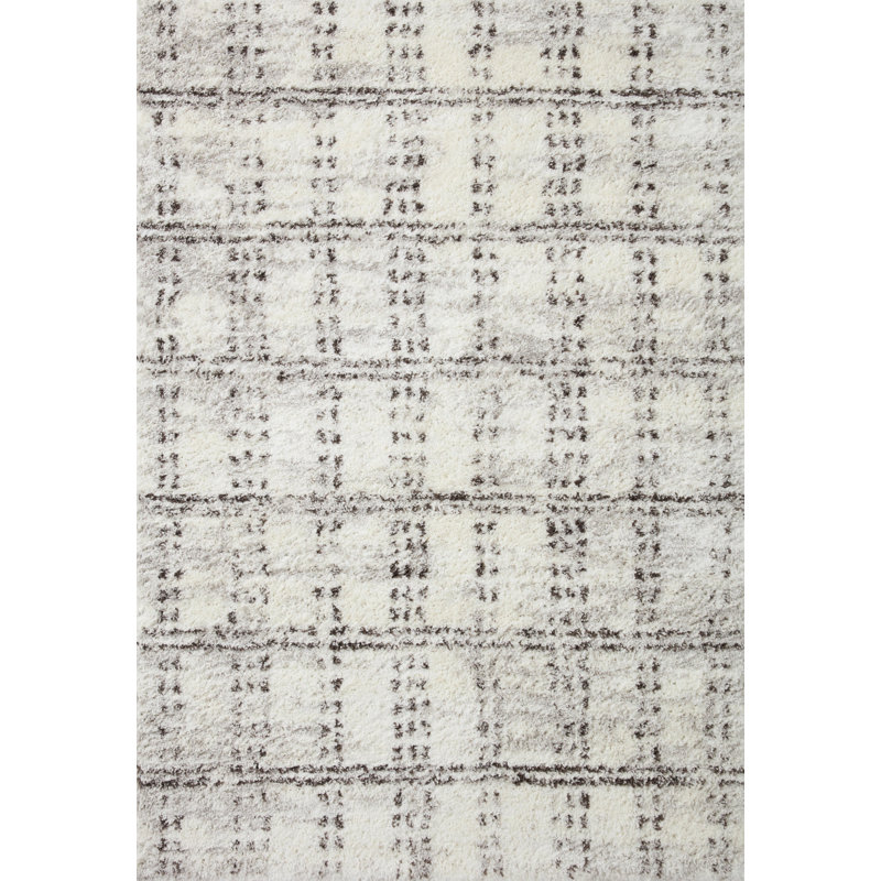 Denya Shag Cream / Grey Area Rug, Square 18"