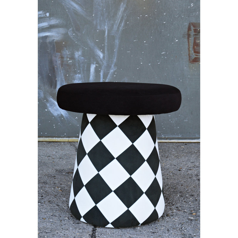 Solid + Manufactured Wood Accent Stool, Black/White