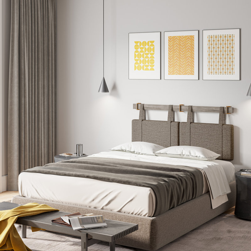Daja Upholstered Headboard, Pebble Grey, Queen
