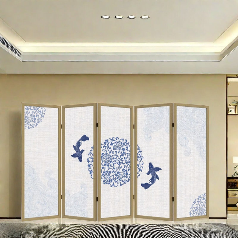 Écran en porcelaine bleu et blanc, H 74,8 po x l 98,42 po x P 1,18 po