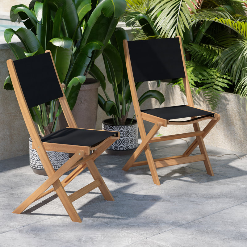 Chaises bistro pliantes en bois d'acacia toutes saisons avec dossier et siège en filet