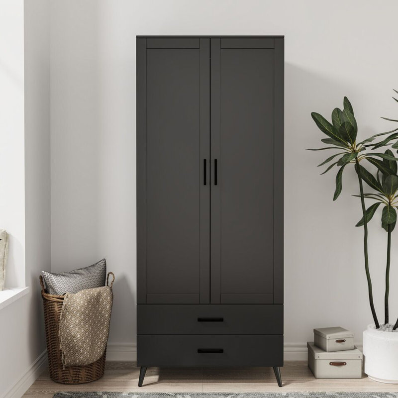 Bosse Solid Wood Wardrobe, Black