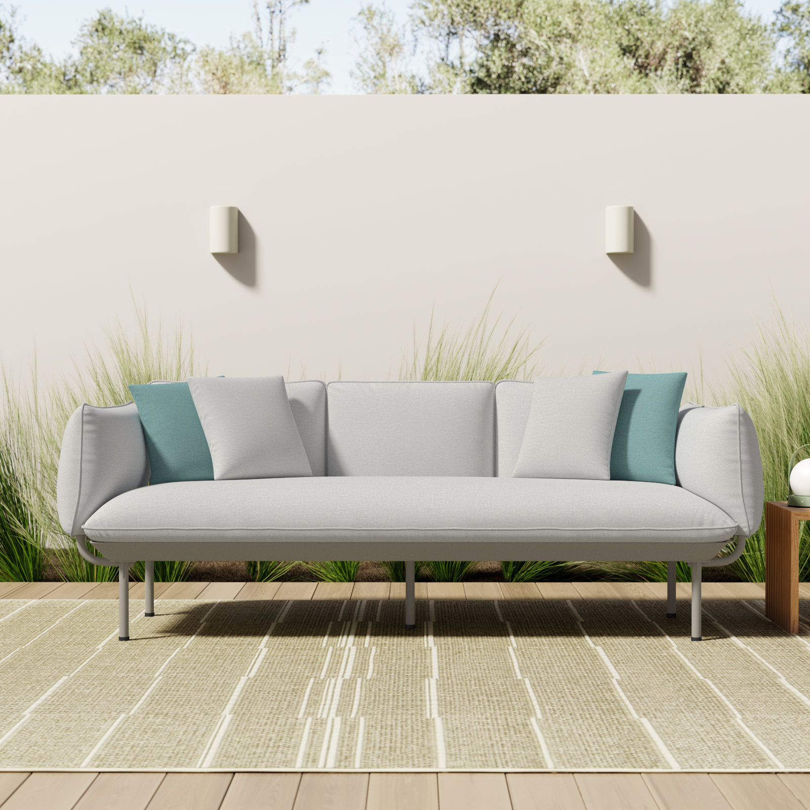 85" Patio Sofa, Light Gray, Light Gray