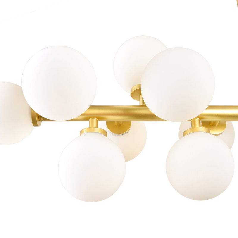 Bucurel36" Satin Gold Chandelier for Kitchen Island, Dining Table – 16-Light Linear Design with G9 Bulb Base – LED Compatible, Frosted Glass Globes – BACL Certified