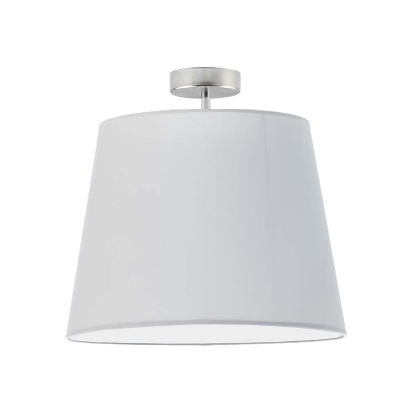 Deima Fabric Semi Flush Mount, Polished Silver, Ivory