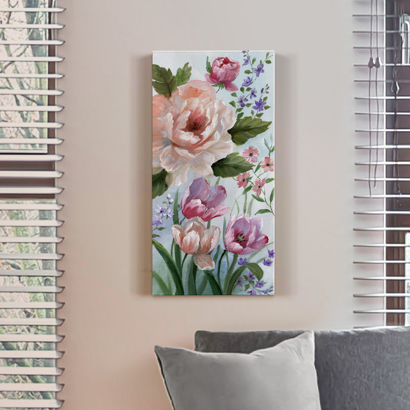 «Romantic Botanical I», reproduction d'art sur toile tendue, H 16 po x l 8 po x P 1 po