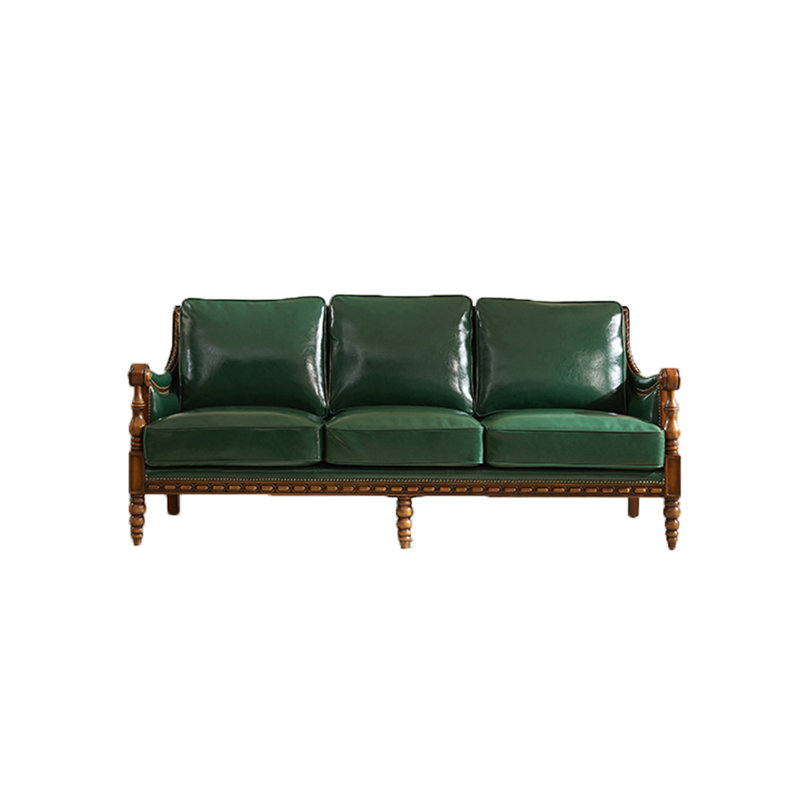 Canapé en cuir véritable 85,04 po American, Cuir véritable vert foncé
