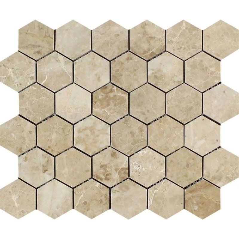 Cappuccino Marble 2X2 Hexagon Polished Mosaic Tile