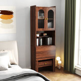 Fold-Out Convertible Writing Table,  Desk Bookcase With Shelf And Drawer Multi-Function Home Office Workstation