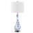 Darrius 27.5" Blue Glass Table Lamp with USB Type-C Ports and Built-in Outlet