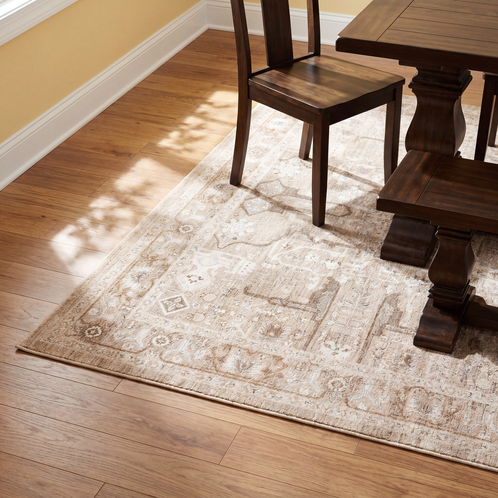 Kerin Beige Cream Oriental Rug, Rectangle 8' x 10'