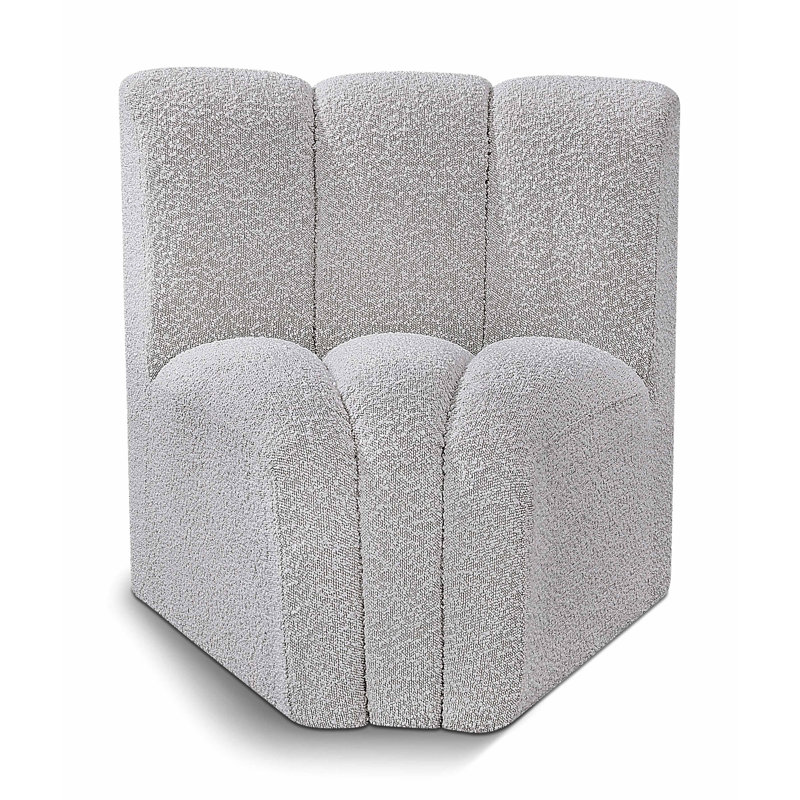 Chaise d'appoint rembourrée Iyahna, Tissu gris bouclé