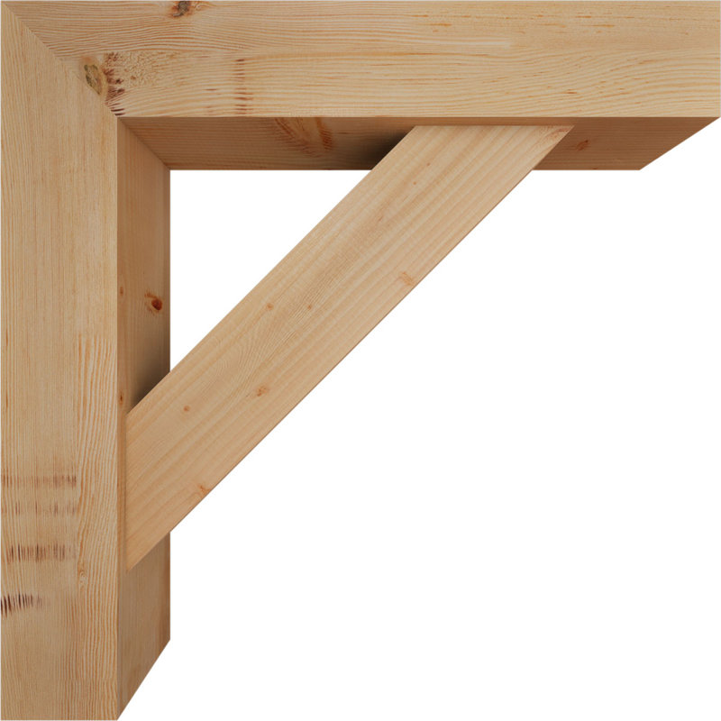 Traditional Block Bracket w/ Offset Brace, 34 x 34, 7 1/2"W Douglas Fir (Smooth)