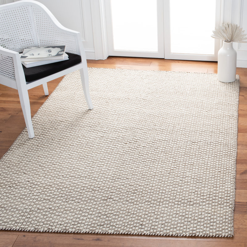 Tapis en laine / coton à tissage plat Ambriz brun clair / ivoire, Rectangle 6 pi x 9 pi
