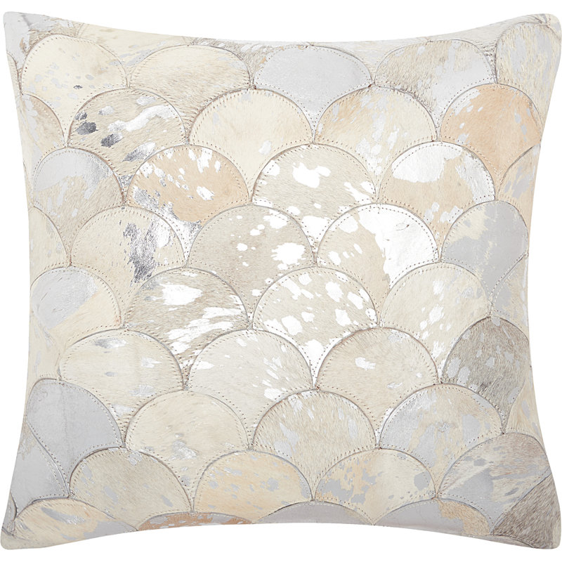 Housse de coussin carré et insert, Blanc / argenté