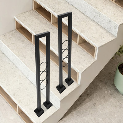 Rampe d'escalier en U, rampe décorative en acier au carbone pour les escaliers d'intérieur, rampe d'escalier 2PCS, pour les escaliers d'intérieur (Hauteur: 35,43 po)
