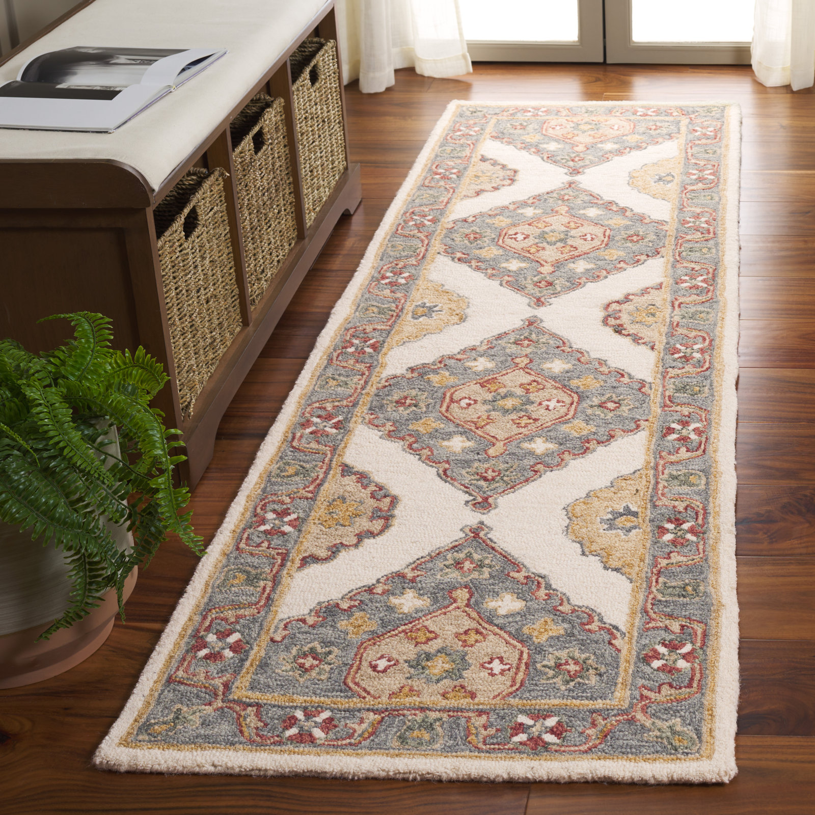 Gray Ivory Hand-Tufted Wool Rug, Runner 2'3" x 8'