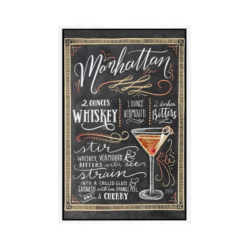 Manhattan Recipe - Print on Canvas, 66.04cm H x 45.72cm W x 3.81cm D, White Floater Framed